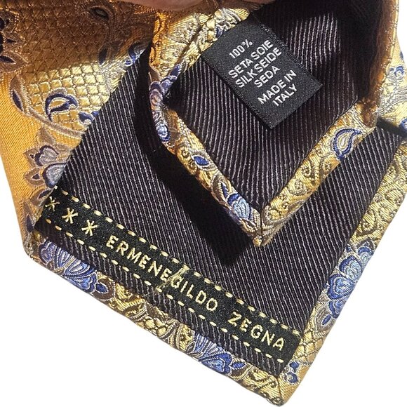 Ermenegildo Zegna Men’s Gold Blue Quiet Luxury Pattern core Preppy core - Picture 3 of 7